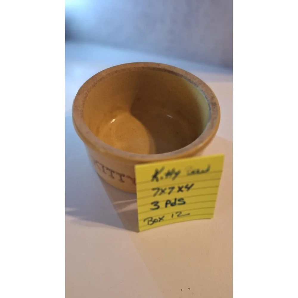 Robinson Ransbottom Kitty Stoneware Cat Bowl Vintage Pottery Pet Feeder USA